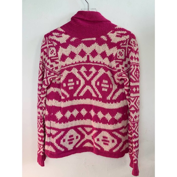 Forever 21 Pink + White Fair Isle Knit Cardigan Sweater — Women's XS X-Small EUC - Picture 9 of 15